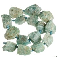 Amazonit surový vrtaný, šňůra 40 cm